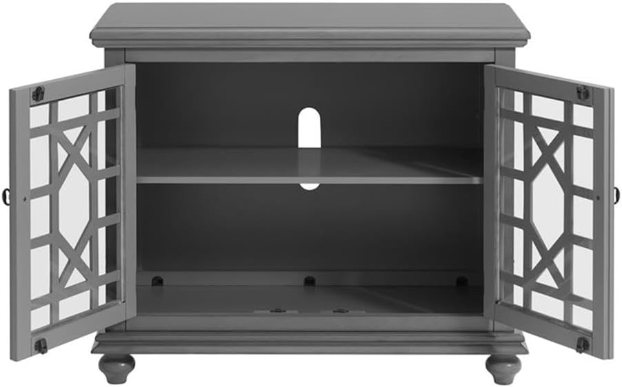 Martin Svensson Home Elegant Small Spaces Accent Cabinet with Glass Doors, Vintage Sideboard or Small TV Stand for Living Room or Entryway. Gray.