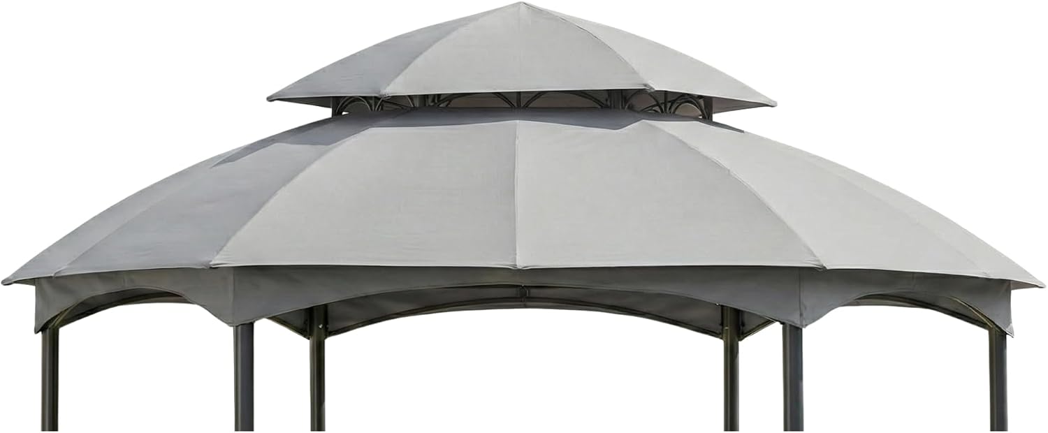 Garden Winds Reinforced RipLock 350 Replacement Canopy Top Cover Compatible with Heritage 12' x 12' Hexagon Gazebo Models L-GZ793PST-E, A101011800 - Slate Gray