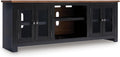 Signature Design by Ashley Wildenauer Modern Farmhouse 76' TV Stand for TVs up to 86' with Adjustable Shelves and Wire Management, Brown & Black