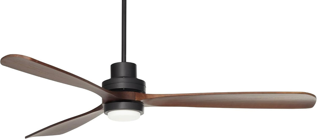 Casa Vieja 66' Delta-Wing XL DC Modern Industrial Indoor Ceiling Fan with LED Light Remote Control Matte Black Dark Walnut Opal Glass for Cottage Core Living Room Kitchen House Bedroom Family Dining