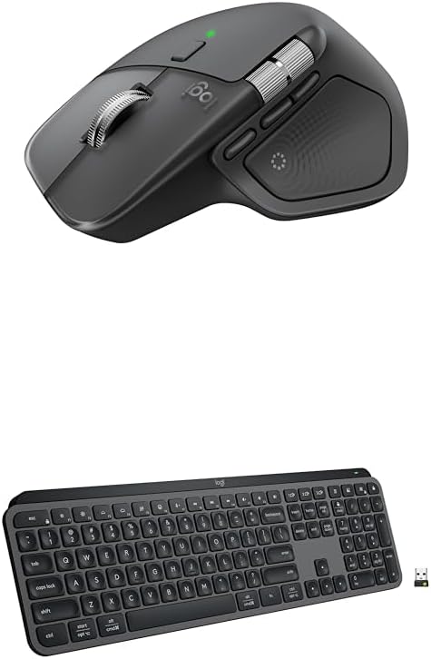 Logitech MX Master 4 Ergonomic Wireless Bluetooth Mouse with Haptic Feedback + MX Keys S Wireless Bluetooth Keyboard with Backlit Low Profile Quiet Keys - USB-C, Windows, Linux, Chrome, Mac - Graphite