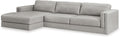 Signature Design by Ashley Amiata Modern L-Shaped Left-Arm Facing Leather Match 2-Piece Sectional with Chaise, Light Gray
