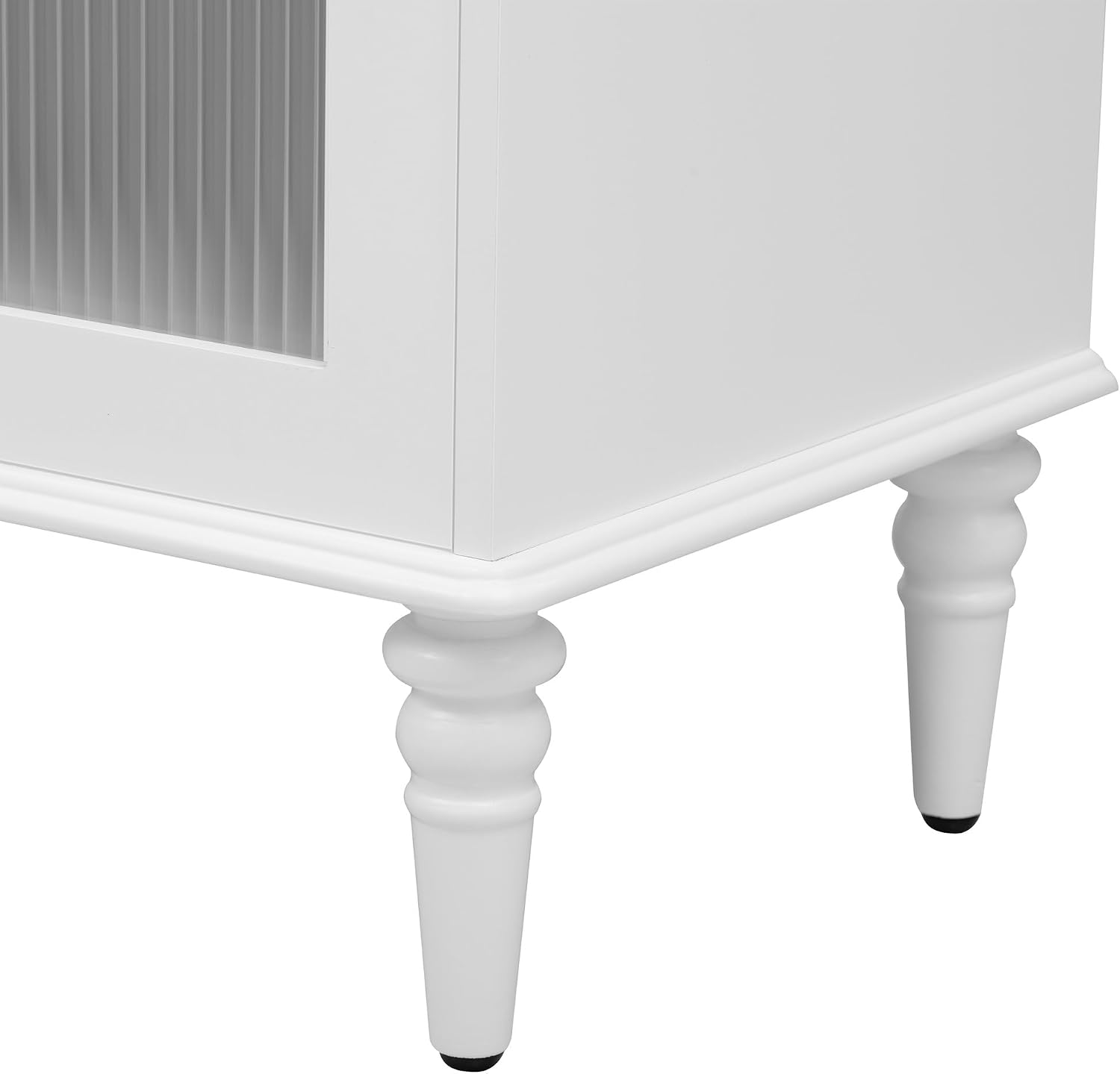 Retro TV Stand for TVs up to 75 Inches, Entertainment Center Media Console with Fluted Glass Doors and Five Solid Wood Legs for Living Room