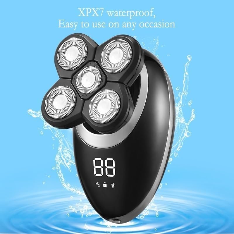 Electric Shavers for Men, 5 in 1 Electric Shaver for Men Beard Hair Trimmer Electric Razor 5D Floating 5 Blade Heads Electric Nose Hair Trimmer LCD Display
