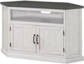 Martin Svensson Home Rustic Solid Wood Corner TV Stand - Entertainment Center White Stain with Grey Stain Top