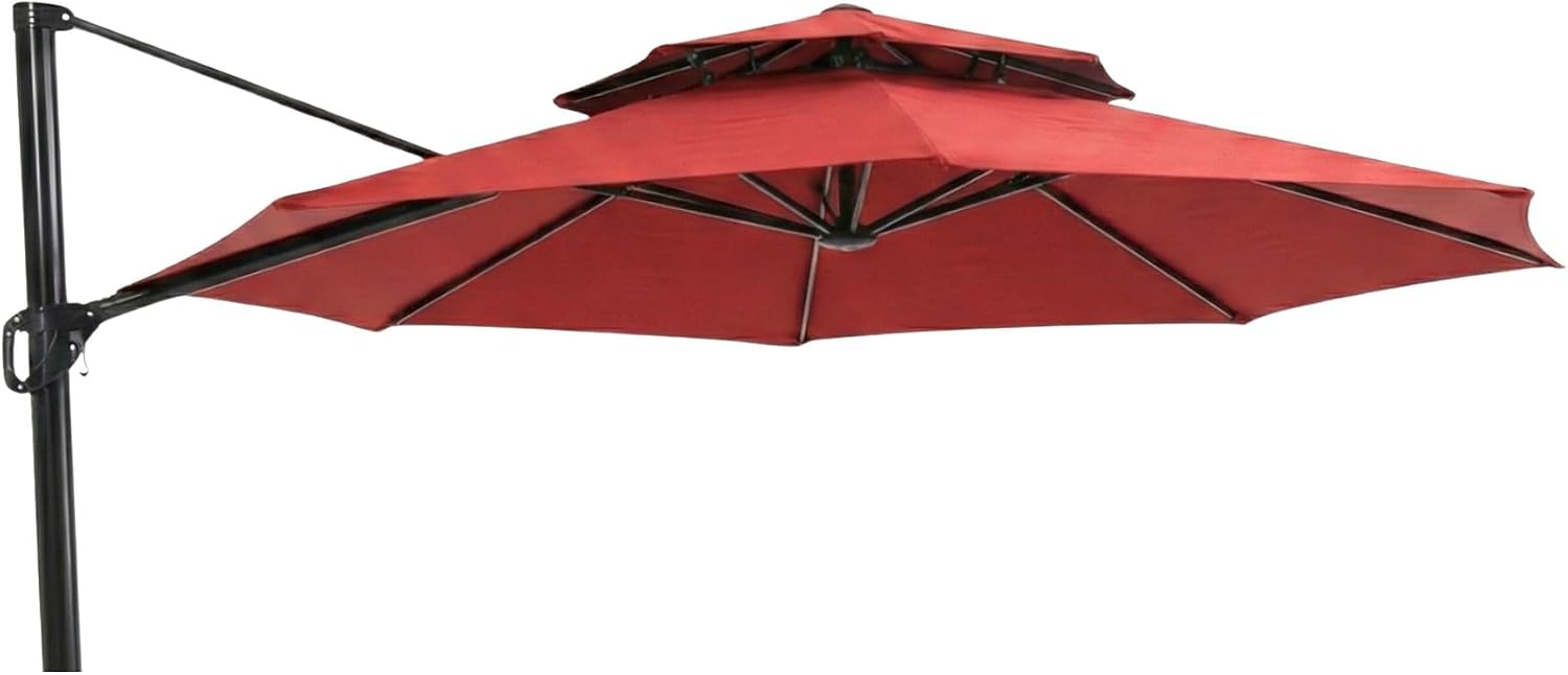 Garden Winds Reinforced Replacement Canopy Top Cover Compatible with The Lowe's Offset YJAF-819R Umbrella - Classic Red, Riplock 350
