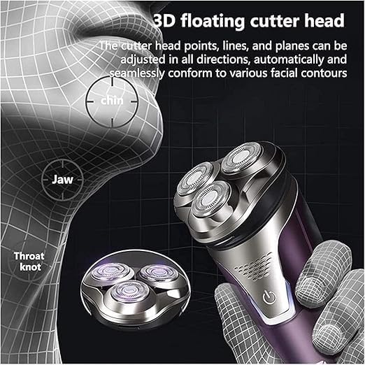 Electric Razor Shaver for Men,Wet&Dry Metal IPX7 Waterproof Removable Beard Hair Trimmer Mens Rotary Shavers Included Charging Adapter