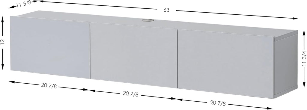 Atelier Mobili White Floating TV Console, Wall Mounted TV Stand for Up to 75 Inch TV, Floating Entertainment Center with Shelf