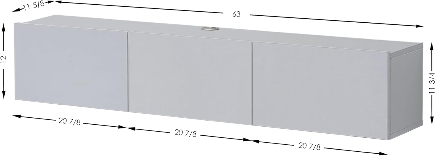 Atelier Mobili White Floating TV Console, Wall Mounted TV Stand for Up to 75 Inch TV, Floating Entertainment Center with Shelf