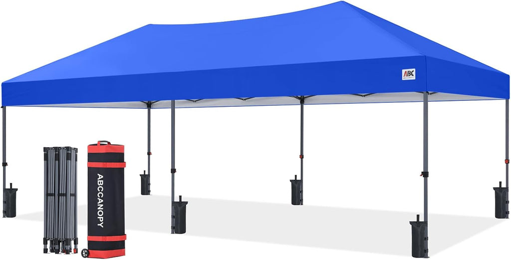 ABCCANOPY 10x20 Pop Up Canopy Tent, Easy Setup Instant Shelter with Wheeled Bag, Heavy Duty Outdoor Canopy for Beach, Market, Backyard, UV Protection, Outdoor Weather Protection (Royal Blue, 10x20)