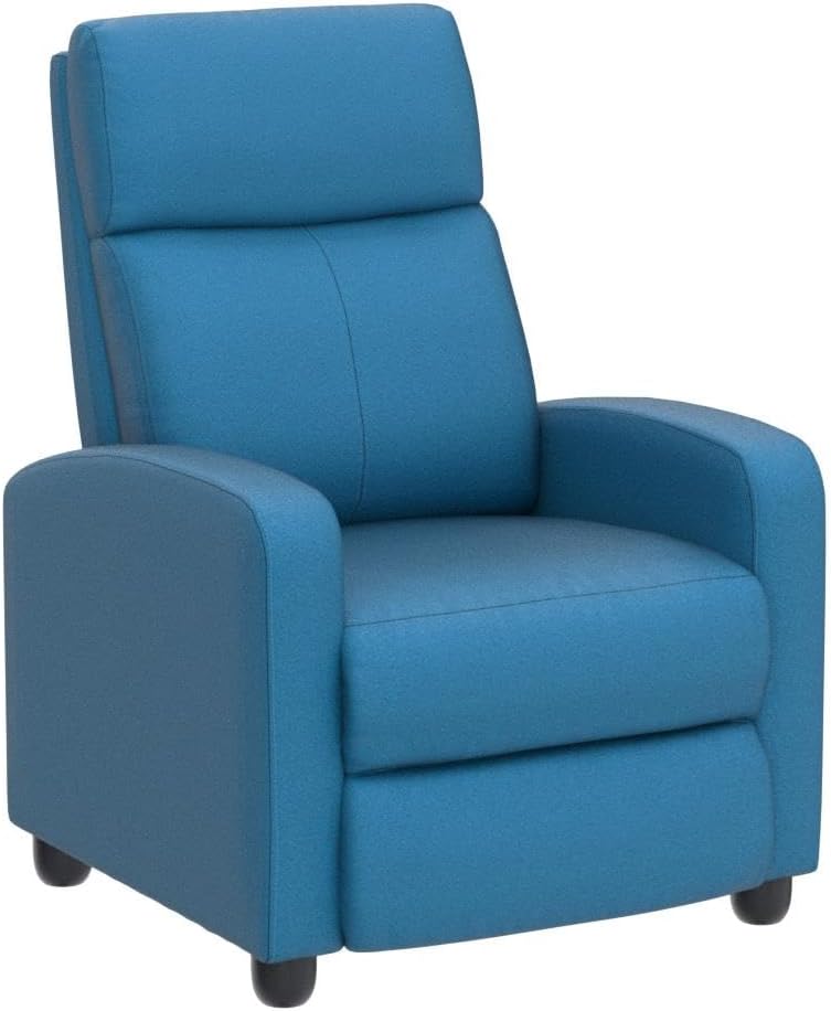 Yaheetech 2-Seat Fabric Pushback Recliner Chair with Thick Seat Cushion and Backrest Reclining Chair for Living Room Home Theater Blue
