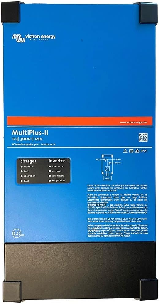 Victron Energy MultiPlus-II Pure Sine Wave Inverter Charger, UL-Certified, 12/3000/120-50 120V