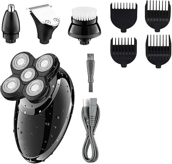 Electric Shavers for Bald Men, 4 in 1 Electric Shaver Beard Trimmer Razor Nose Trimmer Grooming Kit Waterproof Rechargeable Shaving Machine for Men