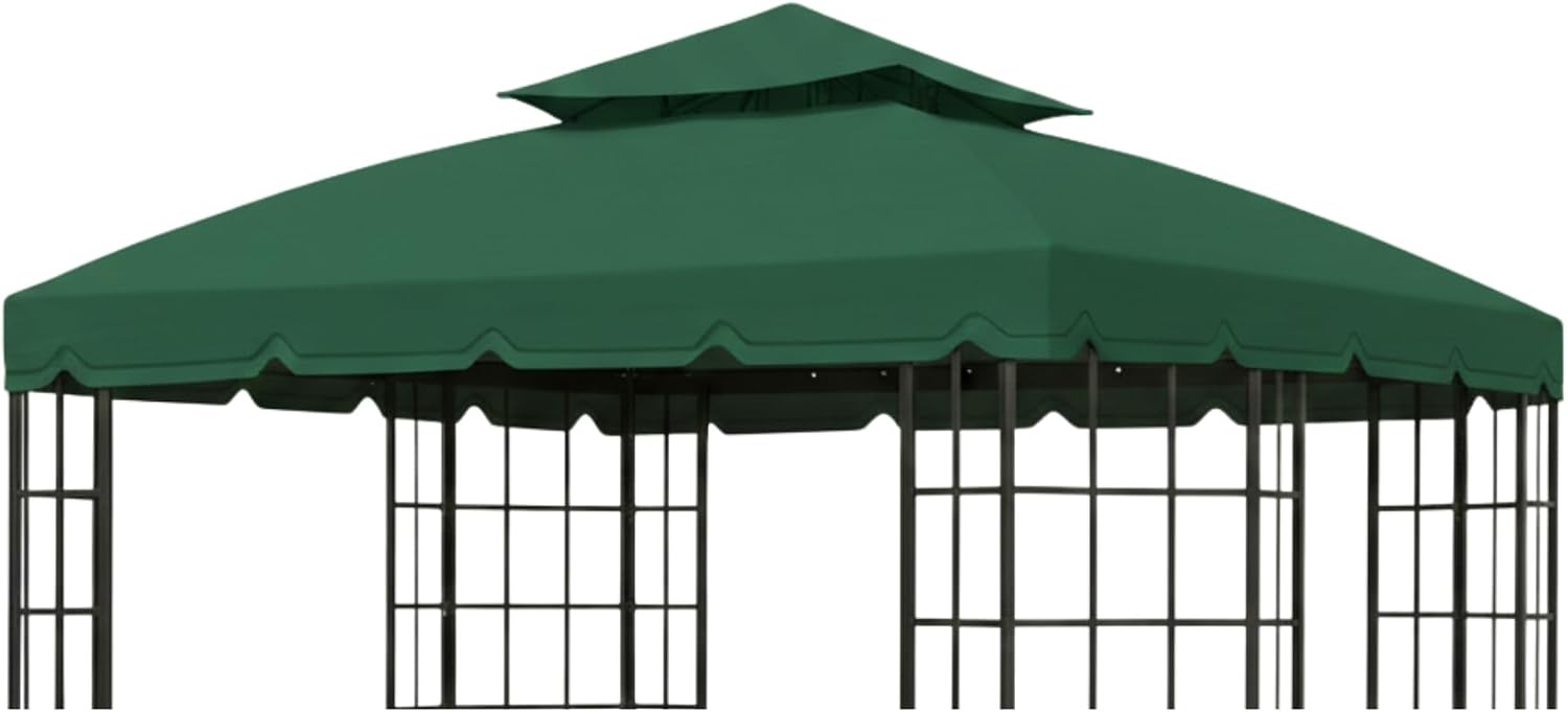 Garden Winds Reinforced RipLock 350 Replacement Canopy Top Cover Compatible with Bay Window 10' x 12' Gazebo Models L-GZ120PST-2, L-GZ120PST-2D - Green