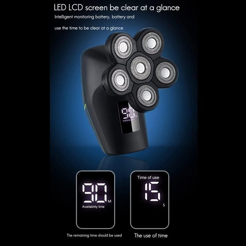 Electric Shavers for Bald Men, 6 in 1 Rechargeable Electric Shaver Six Floating Heads Bald Head Shaver Grooming Kit Shaver for Men