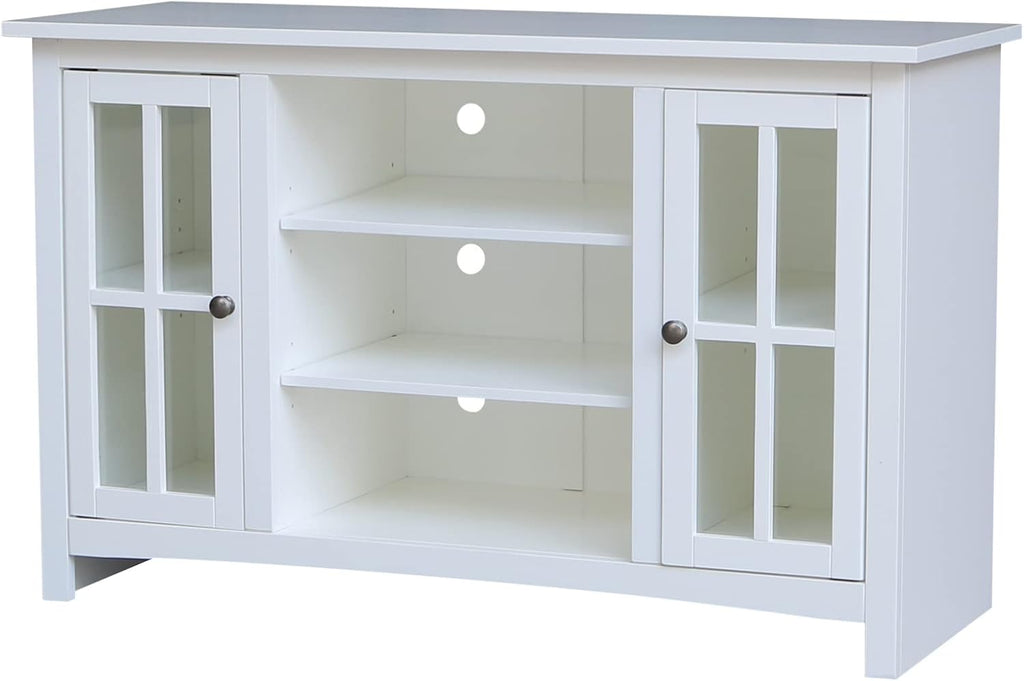 IC INTERNATIONAL CONCEPTS Entertainment/TV Stand with Open Shelves and 2 Doors in White - 48' Height