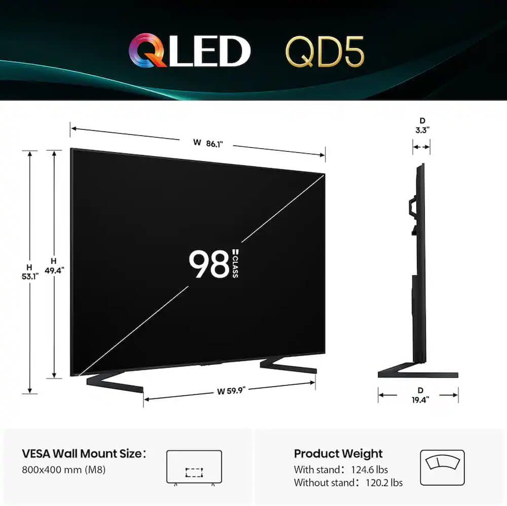 Hisense 98 Inch Class QD5 Series 4K UHD QLED Smart Google TV – Dolby Vision – HDR10 – 60Hz – Wi-Fi – Voice Remote – HDMI Cable + 12 Month CPS Warranty + Streaming Bundle