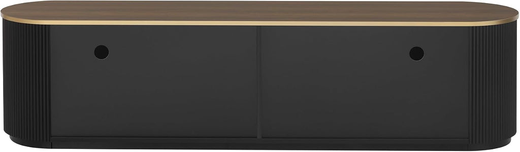 Merax 70.8'' Modern Minimalist TV Stand for TVs up to 80 Inches, Entertainment Center with 3 Drawers and 1 Shelf, Metal Handles and 2 Cabinets for Living Room,Black