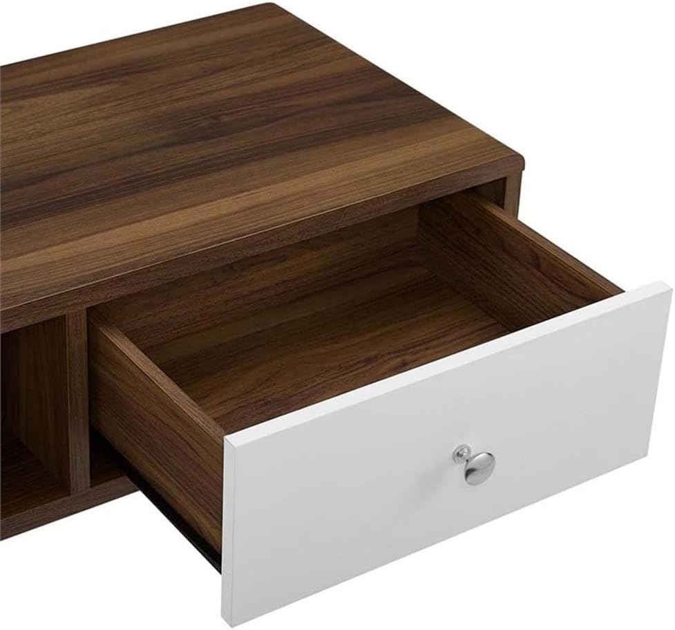Modway Transmit 70' Media Console Wood TV Stand, 70 Inch, Walnut White