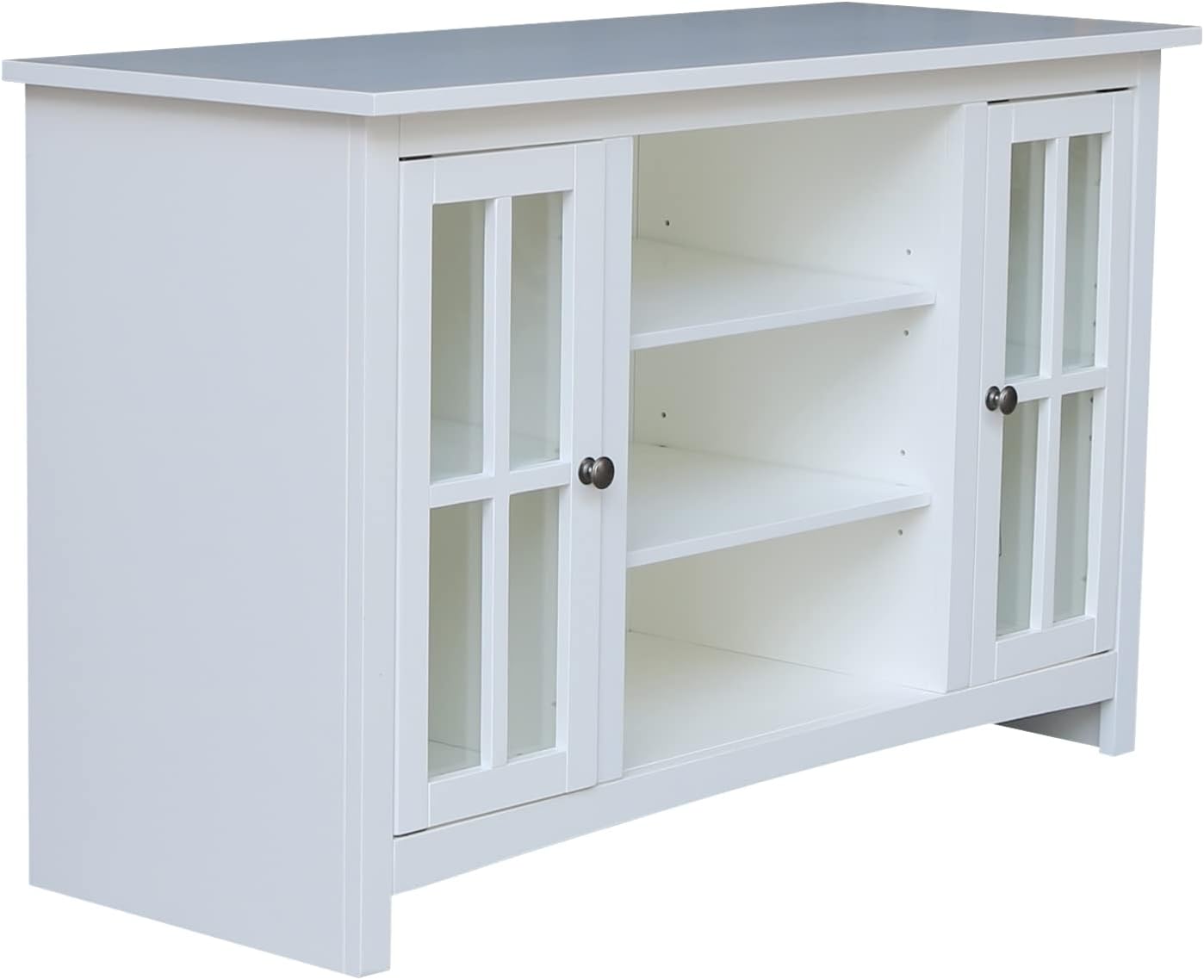 IC INTERNATIONAL CONCEPTS Entertainment/TV Stand with Open Shelves and 2 Doors in White - 48' Height