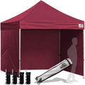 Eurmax USA 8x8 Pop Up Canopy Tent,Commercial Tent with Patented No-Tip Rolling Bag,4 Zippered Removable Walls,UV & Water Resistant Canopy Top,Heavy Duty Outdoor Gazebo,Instant Shelter(Burgundy)