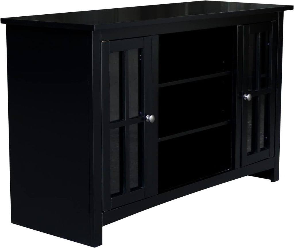 IC INTERNATIONAL CONCEPTS Entertainment/TV Stand with Open Shelves and 2 Doors in Black - 48' Height