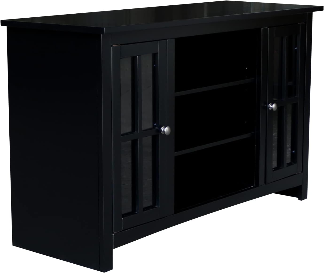 IC INTERNATIONAL CONCEPTS Entertainment/TV Stand with Open Shelves and 2 Doors in Black - 48' Height