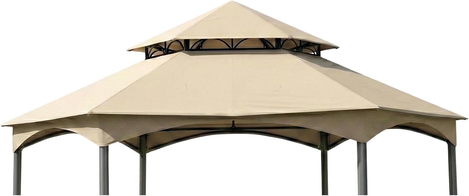 Garden Winds Reinforced RipLock 350 Replacement Canopy Top Cover Compatible with Southbay Hexagon 12' x 12' Gazebo Models L-GZ793PST-A, A111005500 - Beige