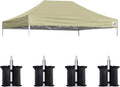 Eurmax USA 10x15 Pop Up Canopy Replacement Top,Universal Instant Canopy Cover ONLY,Heavy Duty UPF 50+ UV Protection,Water & Wind Resistant Tarp,30+ Colors Available,Bonus 4 Sand Bags (Beige)