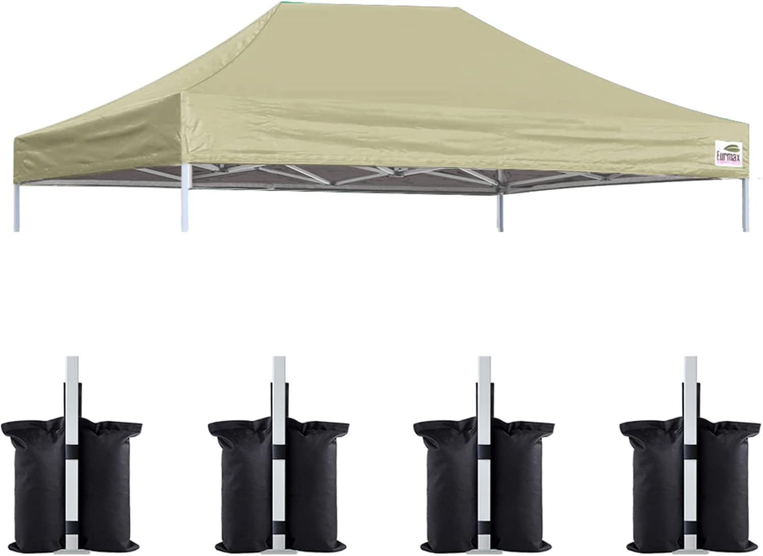 Eurmax USA 10x15 Pop Up Canopy Replacement Top,Universal Instant Canopy Cover ONLY,Heavy Duty UPF 50+ UV Protection,Water & Wind Resistant Tarp,30+ Colors Available,Bonus 4 Sand Bags (Beige)