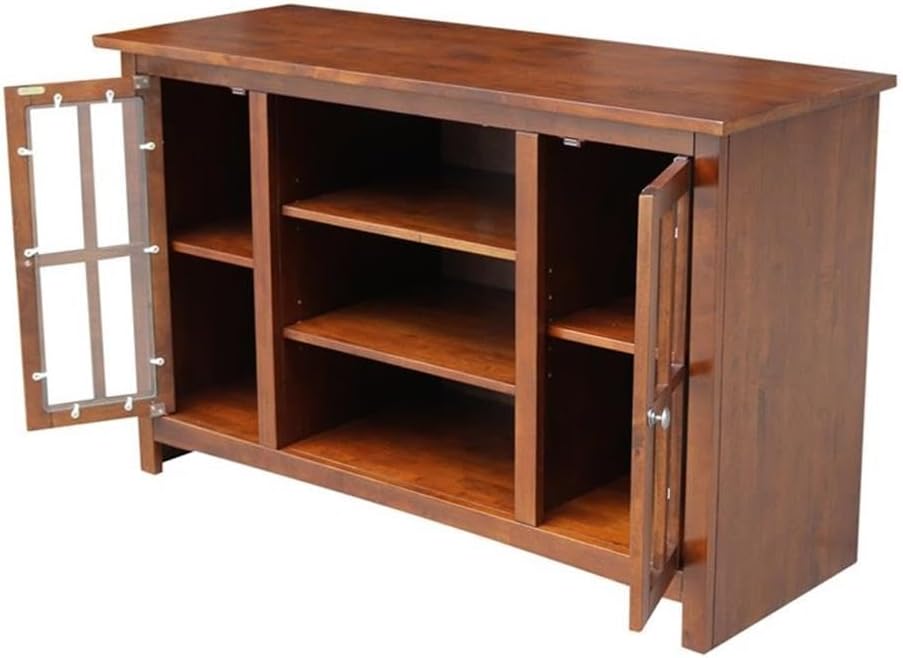 Solid Wood Entertainment / TV Stand with 2 Doors - 48', Espresso