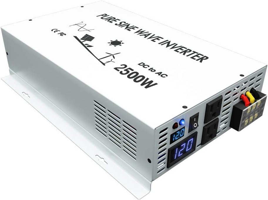 WZRELB 2500W 12V Pure Sine Wave Solar Power Inverter DC AC Converter