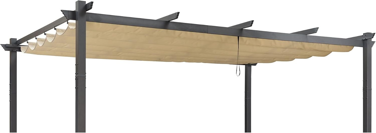 PURPLE LEAF Pergola Shade Cover for 12' X 16' Deck Porch Outside Outdoor Retractable Durable Fabric Canopy Replacement Top Only Beige