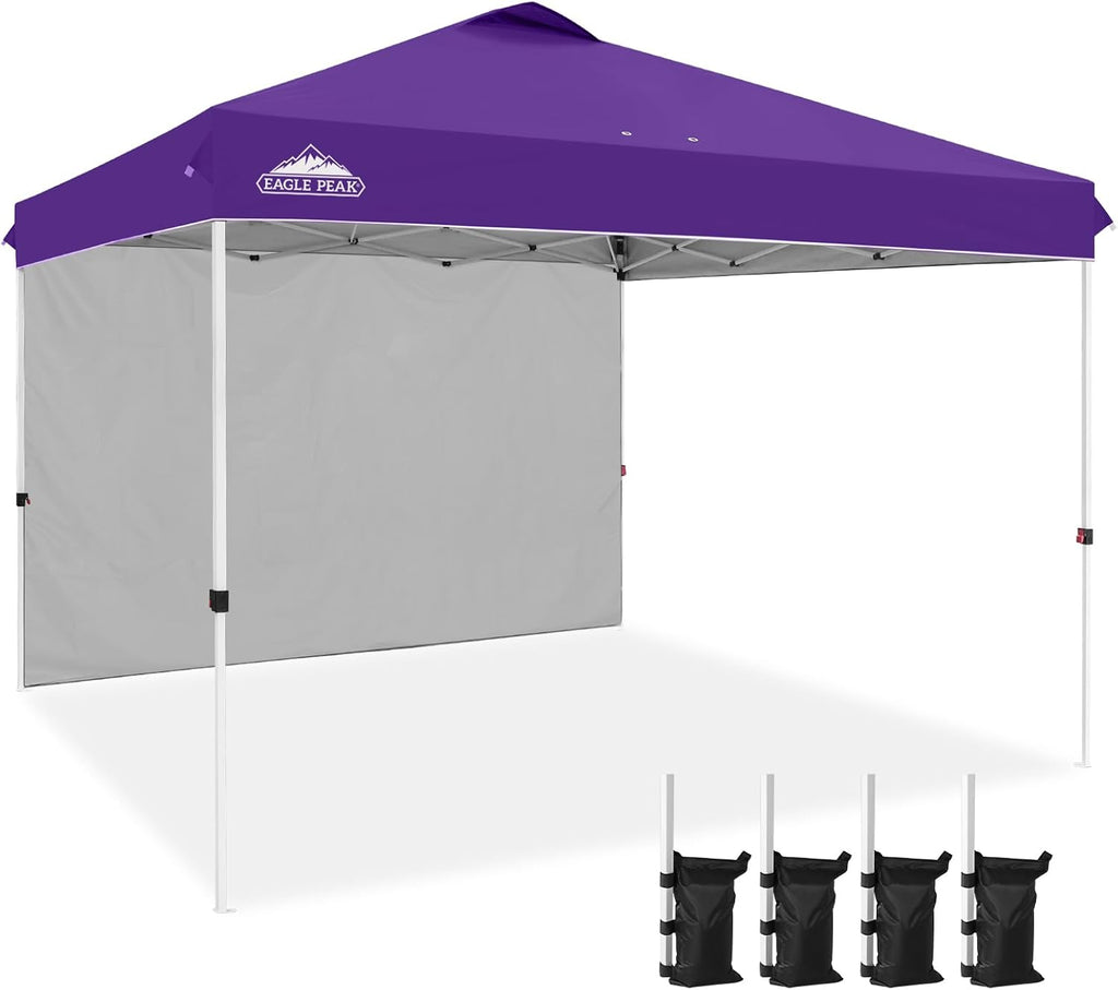 EAGLE PEAK Commercial Canopy 12x12 Pop Up Canopy Tent with 1 Sidewall, Easy Setup Heavy Duty Instant Event Shelter for Vendors & Markets, Outdoor Sun Shade, Purple