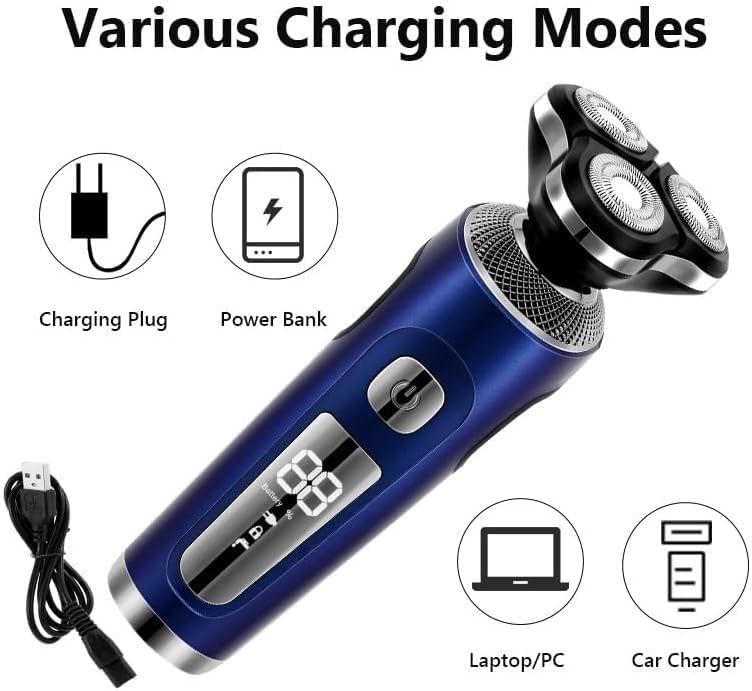 Head Shavers for Men, 4 in 1 Electric Shaver 3D Floating Cutters USB Fast Charge Shaving Razor Machine for Men Blades Portable Beard Trimmer Clipper (Color : Red)