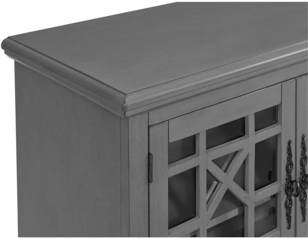 Martin Svensson Home Elegant Small Spaces Accent Cabinet with Glass Doors, Vintage Sideboard or Small TV Stand for Living Room or Entryway. Gray.