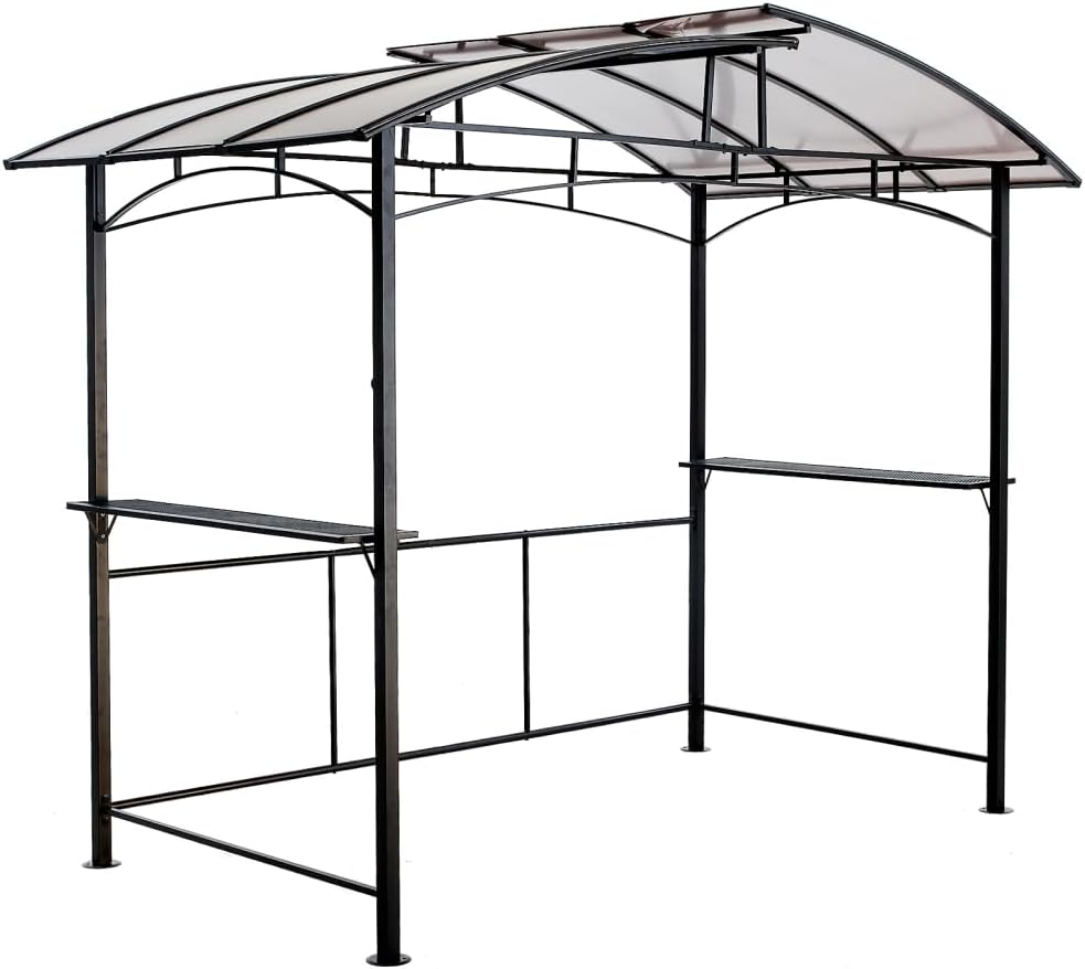 Beaunicorn 8x5ft Grill Gazebo - Outdoor Patio Canopy BBQ Shelter with Durable Steel Hardtop and Convenient Side Shelves for Enhanced Cooking Experience,Black