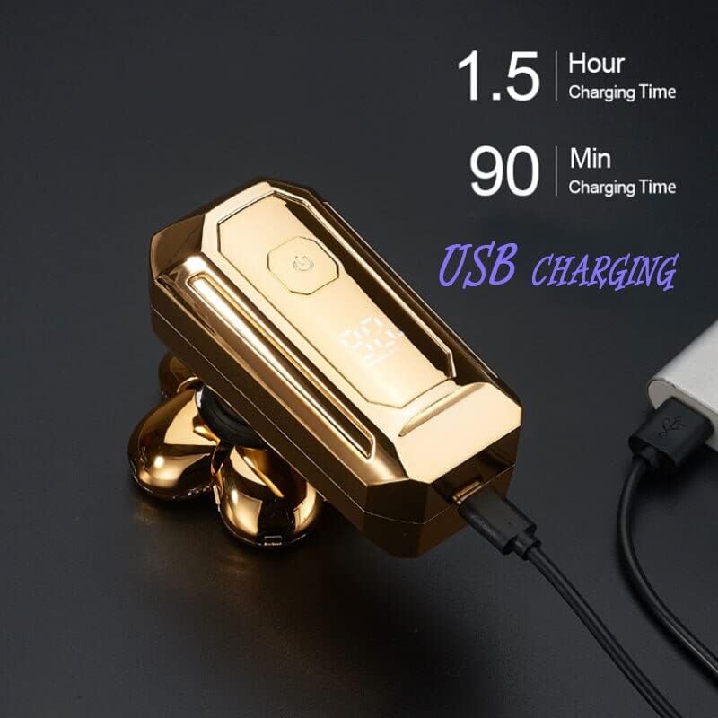Head Shavers for Bald Men, Grooming kit 6in1 electric shaver for men beard hair trimmer facial body electric razor rechargeable bald head shaving machine (Color : Gold)