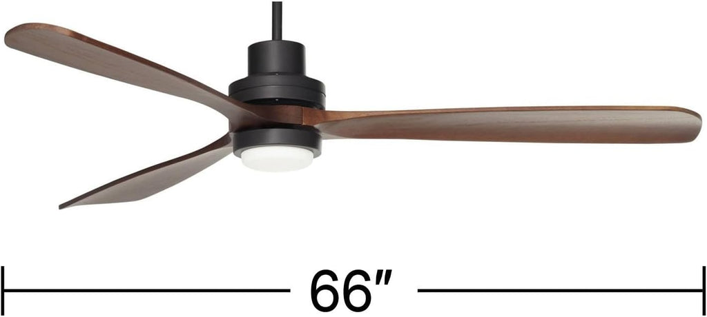 Casa Vieja 66' Delta-Wing XL DC Modern Industrial Indoor Ceiling Fan with LED Light Remote Control Matte Black Dark Walnut Opal Glass for Cottage Core Living Room Kitchen House Bedroom Family Dining