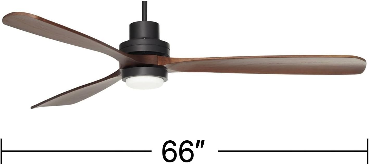 Casa Vieja 66' Delta-Wing XL DC Modern Industrial Indoor Ceiling Fan with LED Light Remote Control Matte Black Dark Walnut Opal Glass for Cottage Core Living Room Kitchen House Bedroom Family Dining