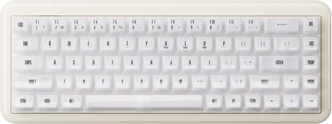 Akko YU01 Mechanical Keyboard Hot Swappable Gaming Keyboard with Transparent Keycaps RGB Backlit 2.4G Wireless/Bluetooth/Wired 68-Key Keyboard for Mac & Win (White Jade, V3 Piano Pro Switch)