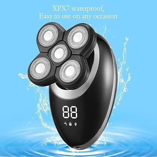 Electric Shavers for Men, 5 in 1 IPX7 Waterproof Electric Shaver Razor for Men Beard Hair Trimmer Rechargeable Bald Head Shaving Machine LCD Display Grooming Kit