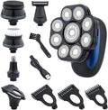 Electric Shavers for Bald Men, 6 in 1 Ipx7 Waterproof Electric Shaver Shaver for Men Beard Hair Trimmer Rechargeable Bald Shaver Grooming Kit