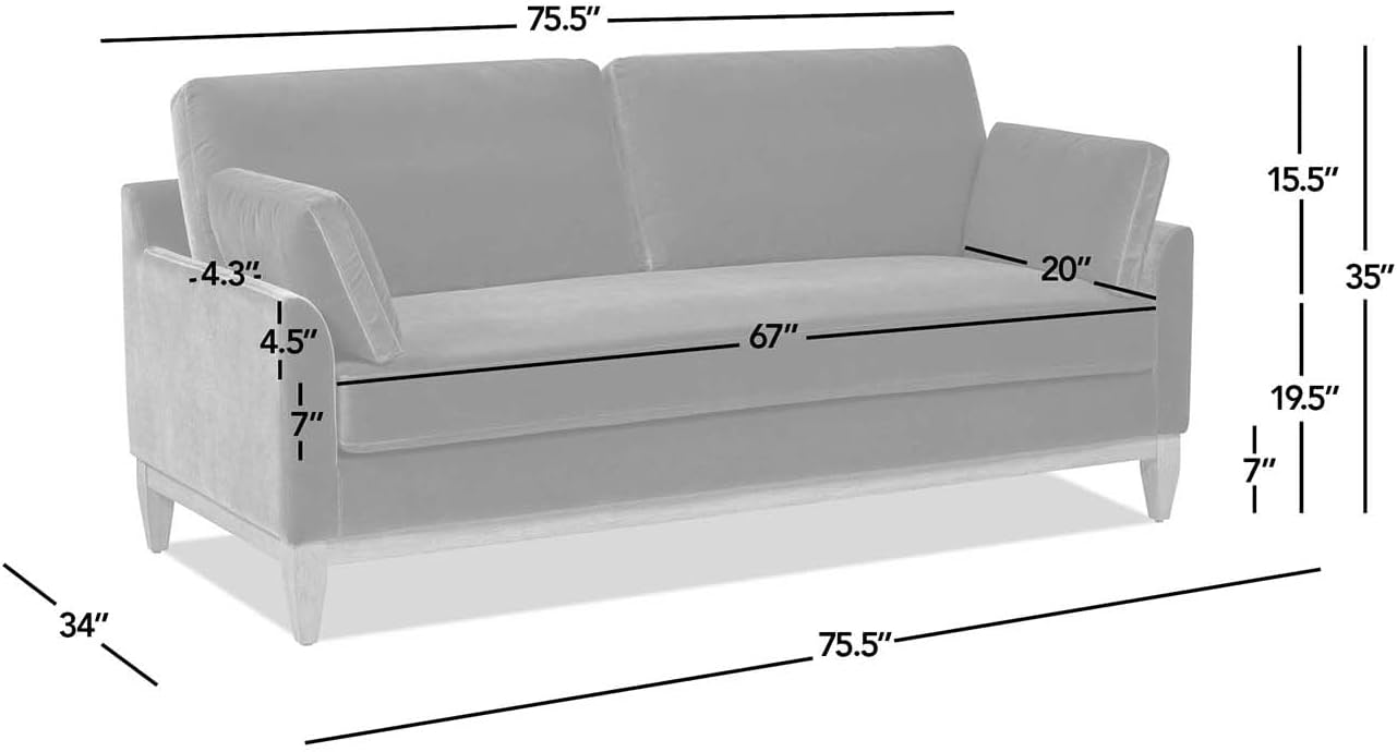 Jennifer Taylor Home Pasadena 75.5' Modern Living Room Farmhouse Performance Velvet Compact Sofa Couch for Small Spaces and Apartments in Olive Green