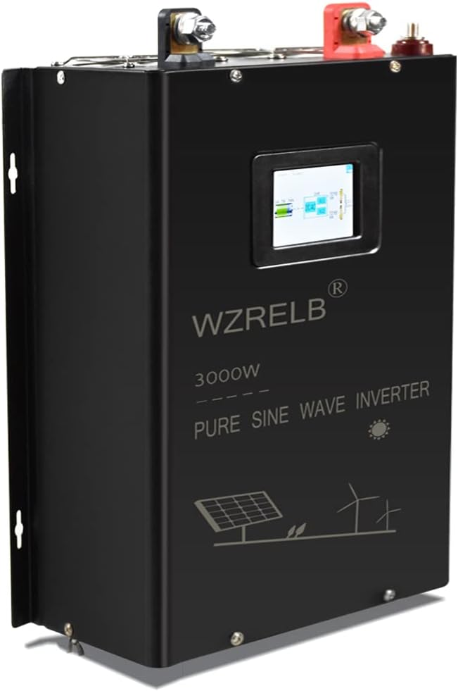 WZRELB 3000W Split Phase Pure Sine Wave Inverter, 48V DC to 120V/240V AC, 4 AC Outlets, Hardwire Terminal, High Efficiency up to 91.6%