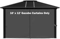 GARTOO 10' x 12' Hardtop Gazebo Curtains Part- Outdoor Metal Hard Top Patio Gazebo Canopy Screens Walls with Zipper, Fully Enclosed Zip Curtains (Zip Curtains Only)