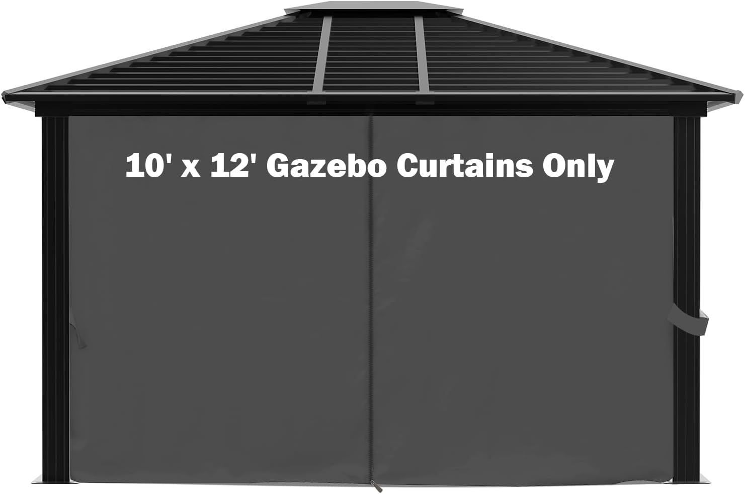 GARTOO 10' x 12' Hardtop Gazebo Curtains Part- Outdoor Metal Hard Top Patio Gazebo Canopy Screens Walls with Zipper, Fully Enclosed Zip Curtains (Zip Curtains Only)
