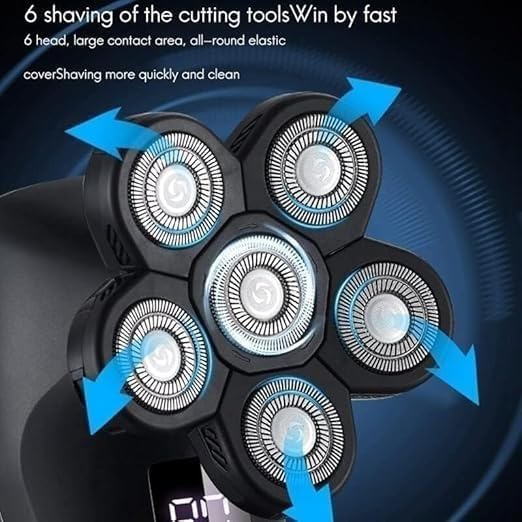 Electric Shavers for Bald Men, 6 in 1 Rechargeable Electric Shaver Six Floating Heads Bald Head Shaver Grooming Kit Shaver for Men