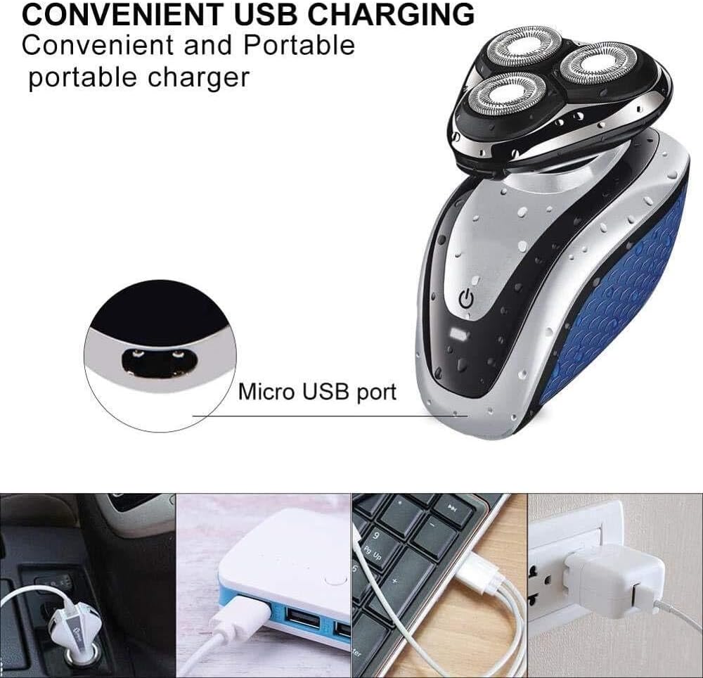 Electric Shavers for Men, Mens Electric Razor 2 in 1 Dry Wet Waterproof Face Rotary Shaver Travel USB Rechargeable for Dad Husband Man