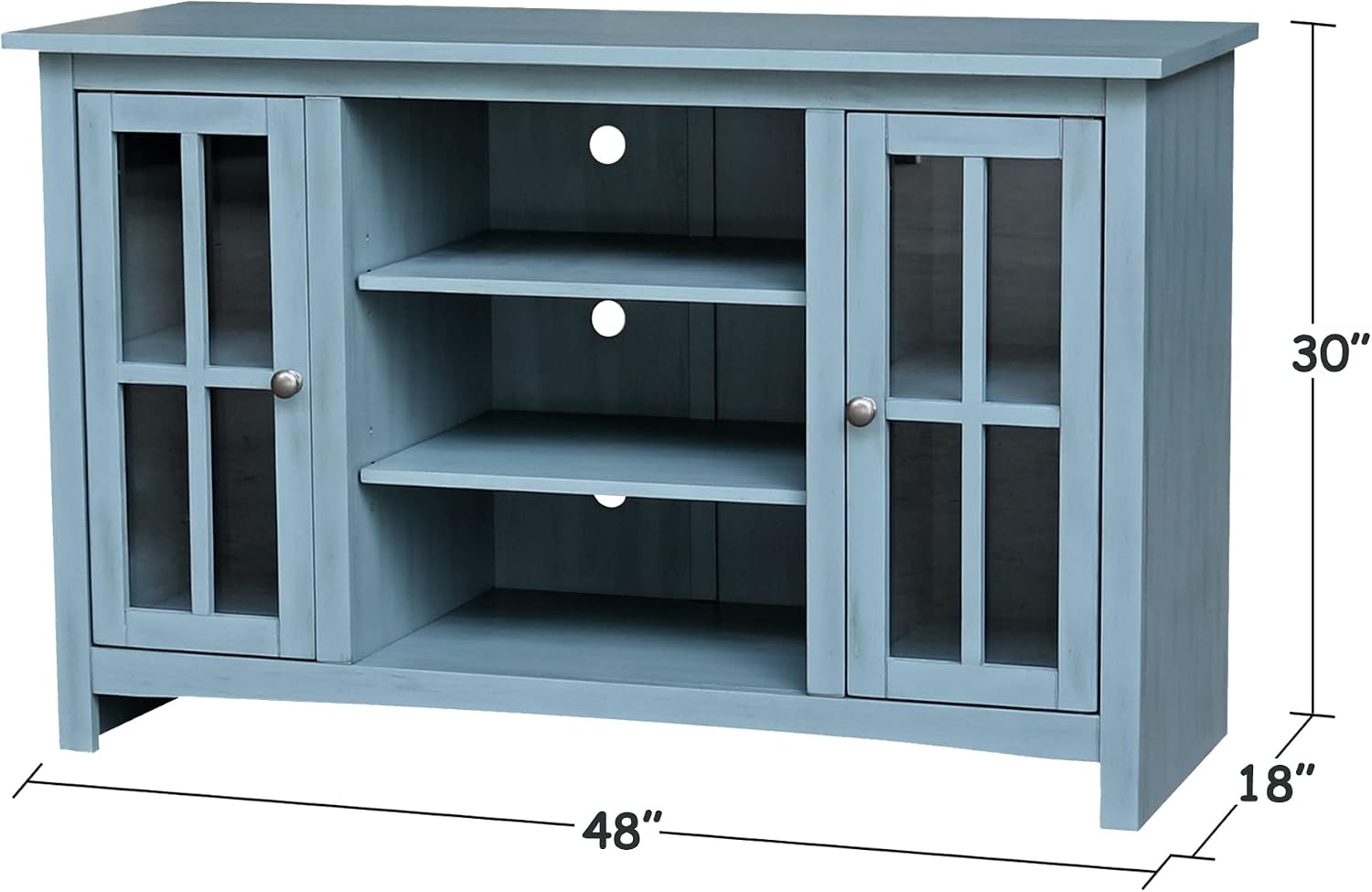IC INTERNATIONAL CONCEPTS Entertainment/TV Stand with Open Shelves and 2 Doors in Ocean Blue - 48' Height